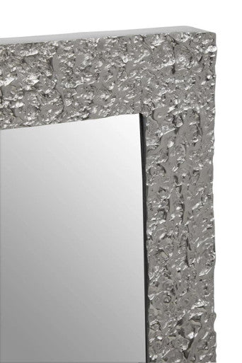 Akola rectangular wall mirror with textured silver crinkled frame perfect for stylish home decor