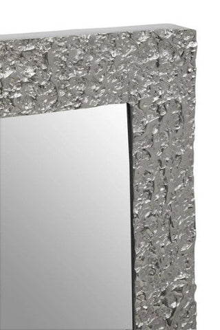 Akola rectangular wall mirror with textured silver crinkled frame perfect for stylish home decor