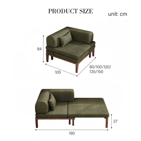 Al-Farsi Corner Sofa Bed, Single Sofa Chair, Corduroy