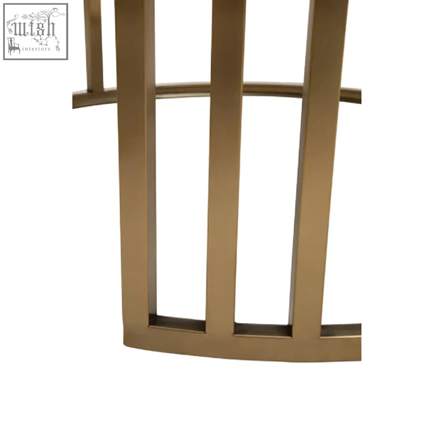 Gold-toned metal table leg with sleek vertical bars and curved edges for alana nesting coffee tables set of 2