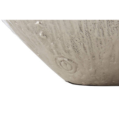 Albero small silver textured ceramic bowl with matte finish and embossed circular patterns in off-white color
