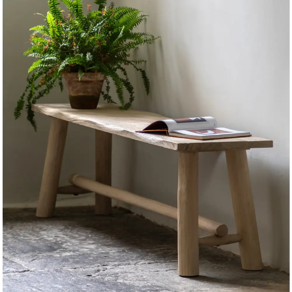 Alberta Wood Large Bench - bench stool