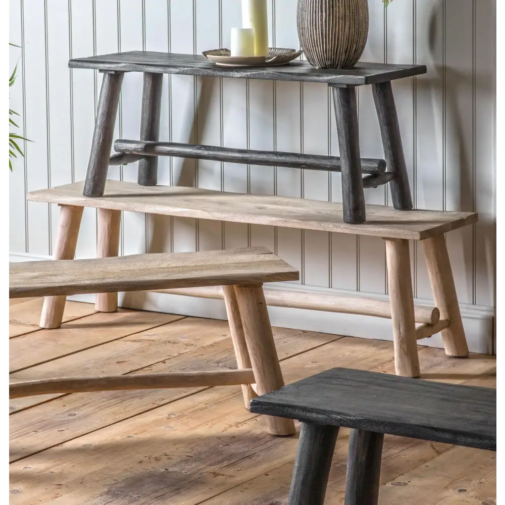 Alberta Wood Small Bench - bench stool