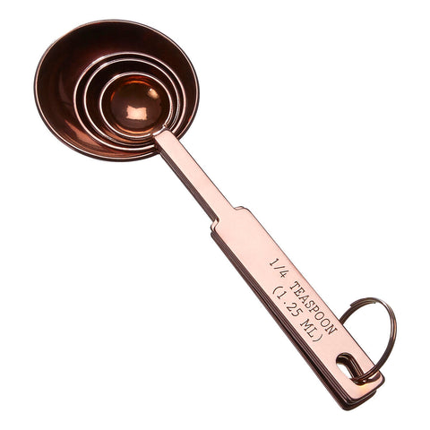 Alchemist rose gold measuring spoons set with nested cups rose gold finish and engraved markings