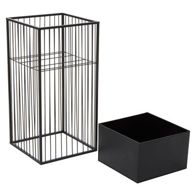 Black metal wire alden floor standing planter with matching rectangular base for stylish floor standing display