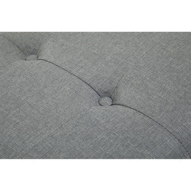 Alea grey fabric bench with tufted grey fabric and button detailing perfect for seating and decor