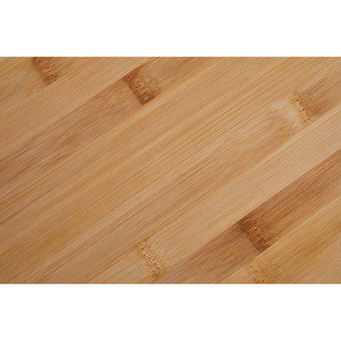Aleki large bamboo cutting board with light brown natural wood grain and aluminium handle for chopping foods