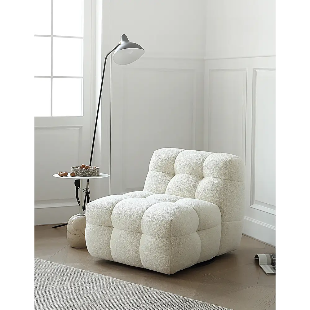 Aletheia Accent Armchair Lounge Chair White Boucle