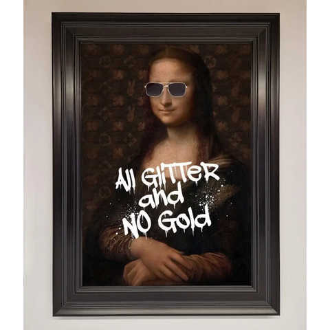 All Glitter No Gold Mona Lisa Framed Print - A1 (59.4 x 84.1 cm) / Matt Black - Framed Print