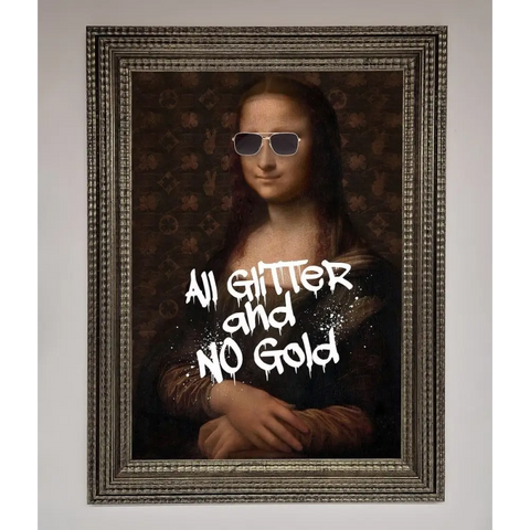 All Glitter No Gold Mona Lisa Framed Print - A3 (29.7 x 42 cm) / Ornate Silver - Framed Print