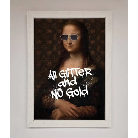 All Glitter No Gold Mona Lisa Framed Print - A3 (29.7 x 42 cm) / White - Framed Print