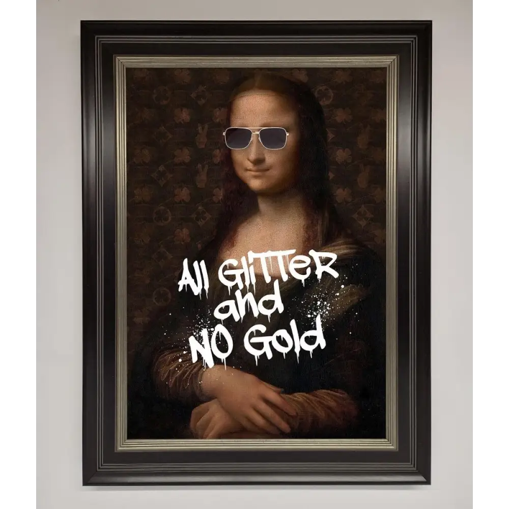 All Glitter No Gold Mona Lisa Framed Print - B0 (100 x 141 cm) / Black Silver - Framed Print