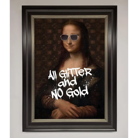 All Glitter No Gold Mona Lisa Framed Print - B0 (100 x 141 cm) / Black Silver - Framed Print