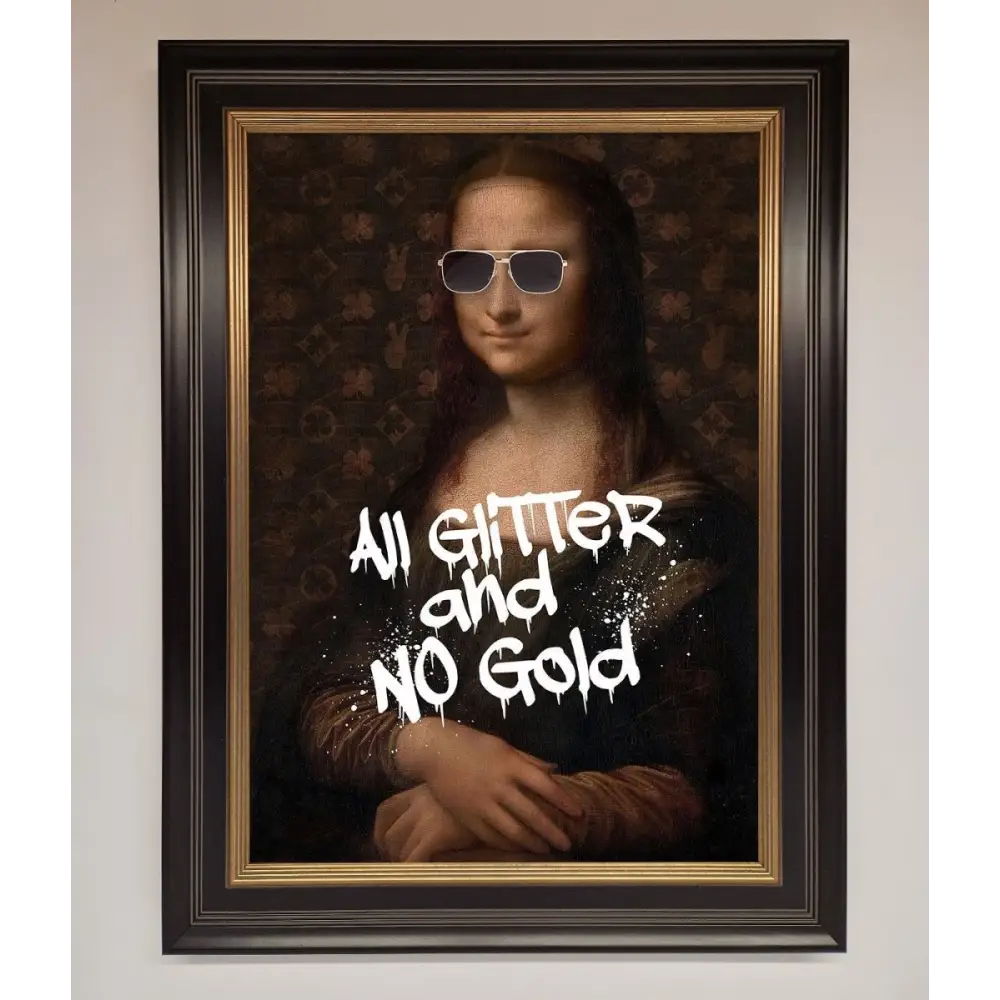 All Glitter No Gold Mona Lisa Framed Print - B0 (100 x 141 cm) / Black Gold - Framed Print