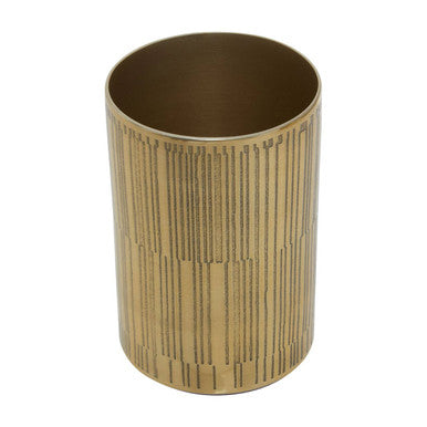 Gold finish allegra 300ml gold aluminium tumbler with vertical ribbed texture and cylindrical shape wastebasket design