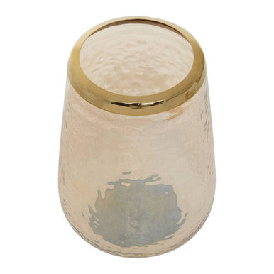 Allegra bathroom glass textured tumbler with smooth gold rim perfect as a bathroom glass tumbler accessory