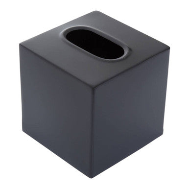 Black matte-finish allegra kiara tissue box with sleek minimalist square design perfect for modern spaces