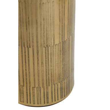 Gold soap dispenser allegra metallic gold with vertical textured ridges in a sleek cylindrical design