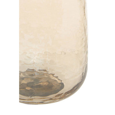 Translucent amber allegra textured glass toothbrush holder with hammered texture and rounded base for bathroom use