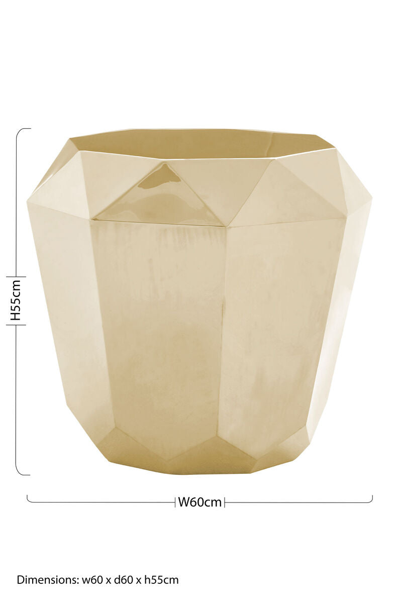 Modern gold diamond faceted planter with champagne gold diamond cut design for chic decor and plant display