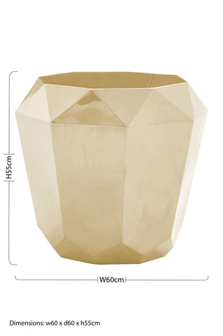Modern gold diamond faceted planter with champagne gold diamond cut design for chic decor and plant display