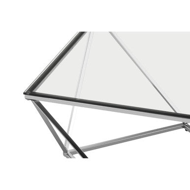 Silver-framed glass roof with diagonal supports on allure large twist coffee table showing twist coffee design