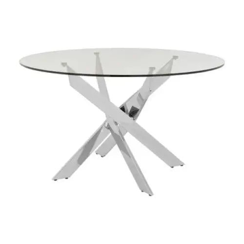 Allure Round Dining Table With Chrome Intersected Legs