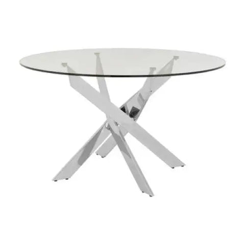 Allure Round Dining Table With Chrome Intersected Legs