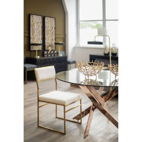 Allure Round Dining Table with Intersected Rose Gold Legs