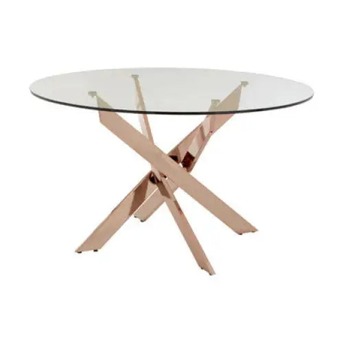 Allure Round Dining Table with Intersected Rose Gold Legs
