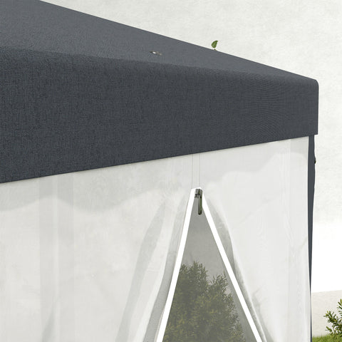 Outsunny 4M Hexagon Gazebo, Netting Party Tent, Patio Canopy Outdoor Event Shelter for Activities, Shade Resistant, Dark Grey