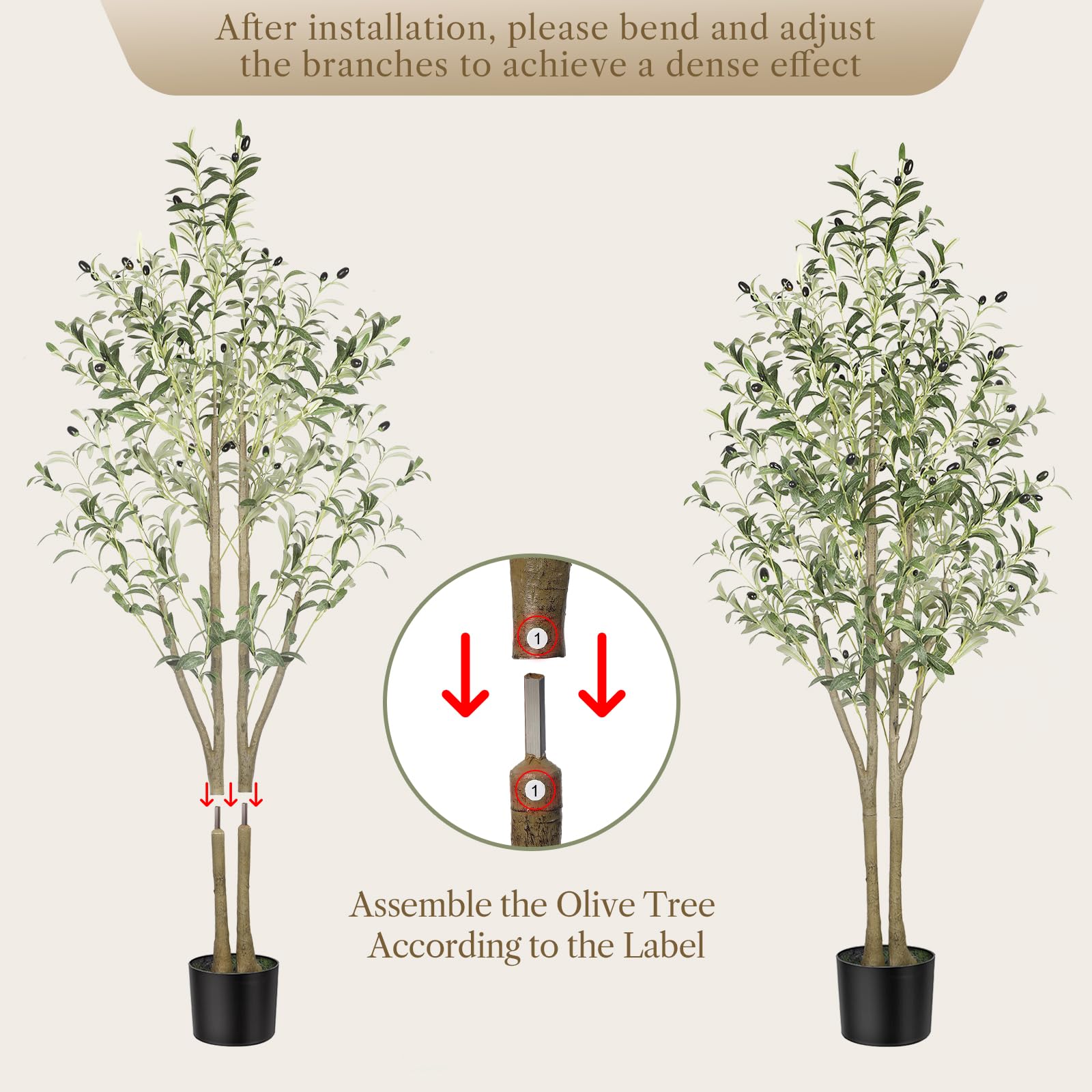 Alupssuc 5ft artificial olive tree with realistic green leaves black olives sturdy brown trunk in black pot for indoor outdoor use
