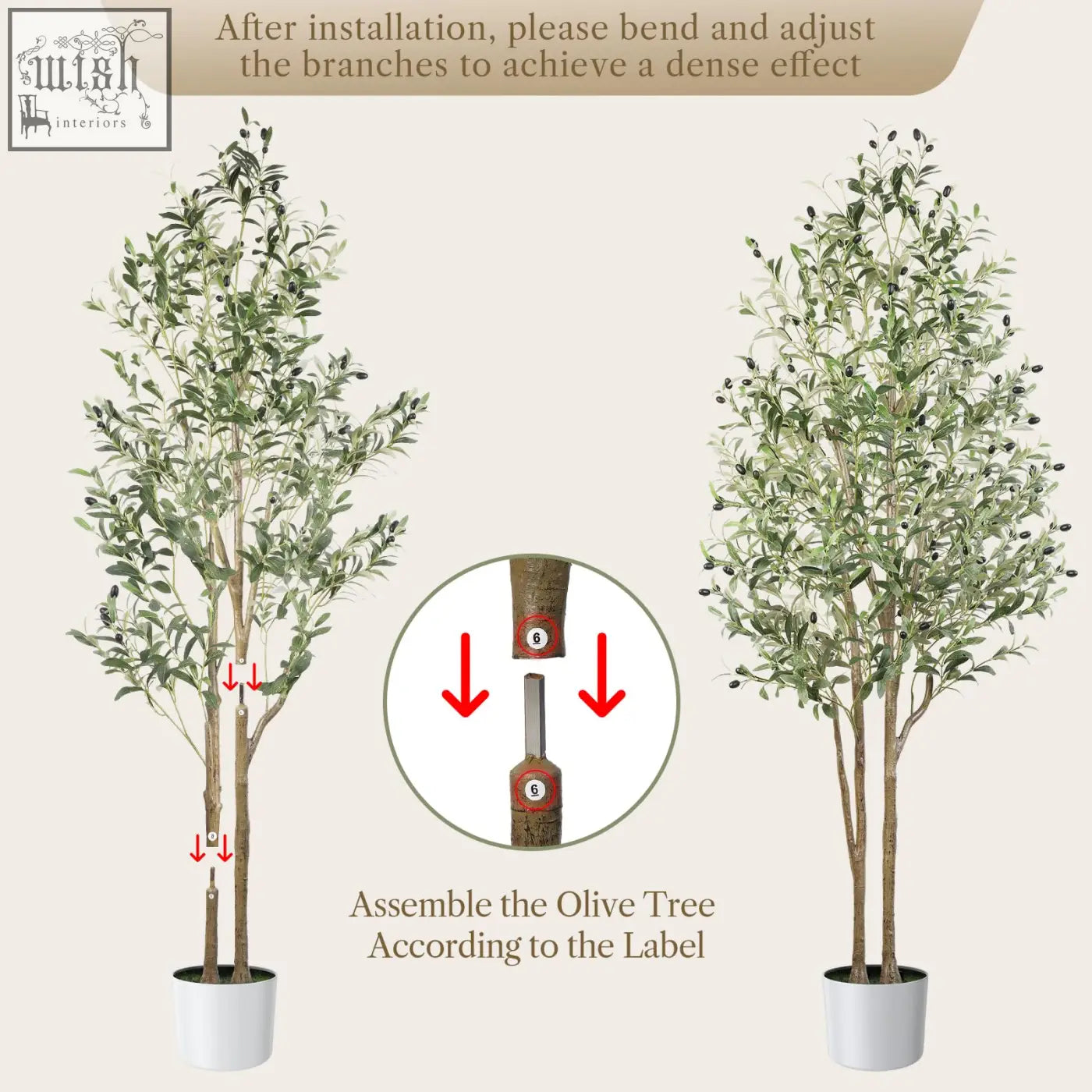 Artificial olive tree with green leaves black olives brown natural wood trunk in white pot perfect faux olive tree for indoor outdoor use