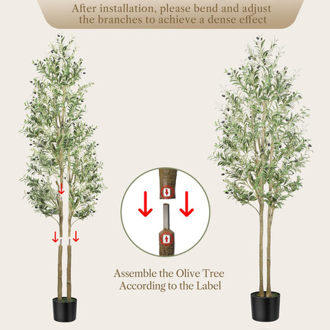Alupssuc artificial olive tree with realistic green leaves dark olives brown trunk in black pot for indoor outdoor use