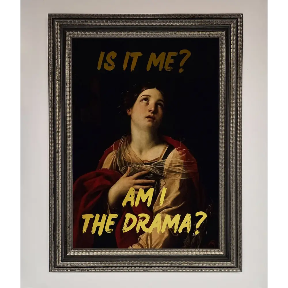 Am I The Drama Foil Print - A3 (29.7 x 42 cm) / Ornate Silver Black - Framed Print