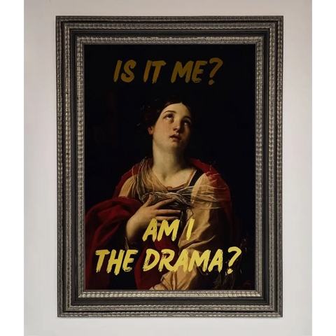 Am I The Drama Foil Print - A3 (29.7 x 42 cm) / Ornate Silver Black - Framed Print
