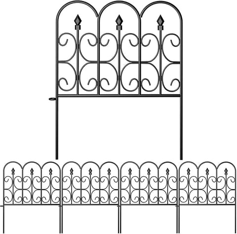 Black wrought iron amagabeli garden fence with ornate scrollwork rustproof metal garden fence for outdoor use
