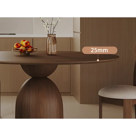 Amaia Round Pedestal Dining Table Solid Wood Black Or Walnut