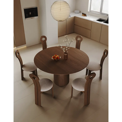 Amaia Round Pedestal Dining Table Solid Wood Black Or Walnut