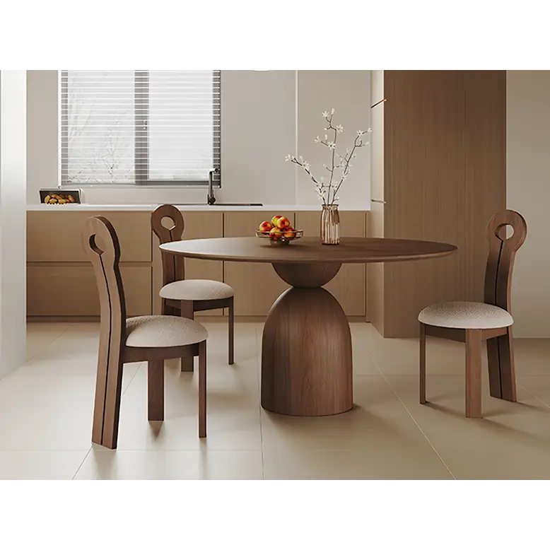 Amaia Round Pedestal Dining Table Solid Wood Black Or Walnut