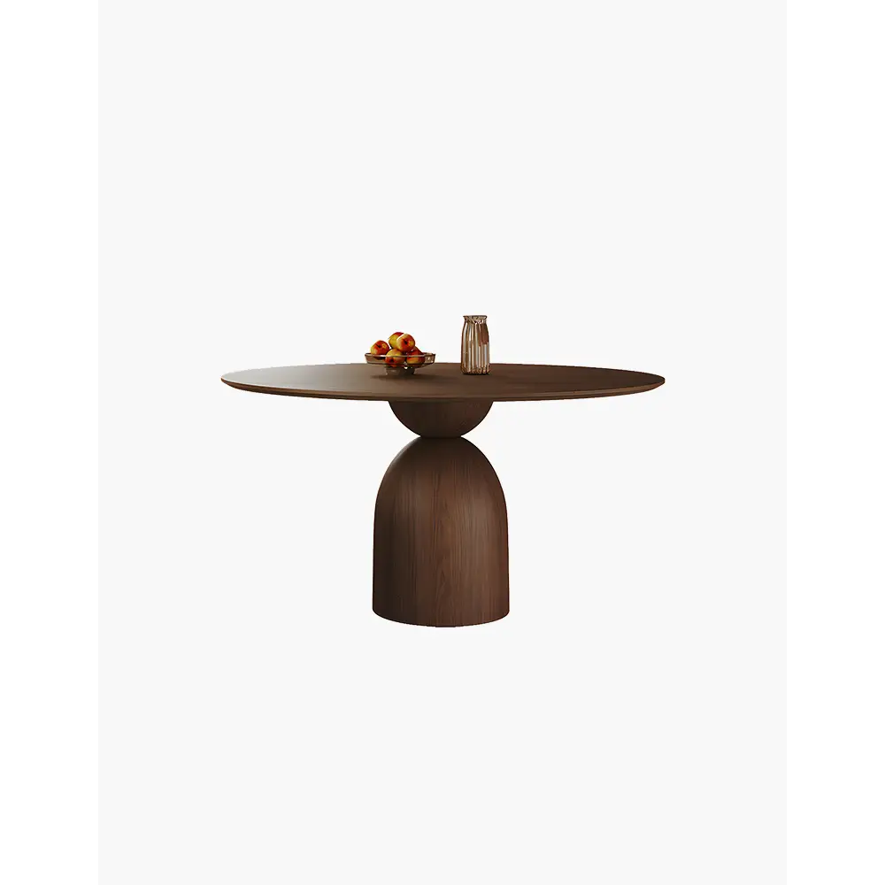 Amaia Round Pedestal Dining Table Solid Wood Black Or Walnut