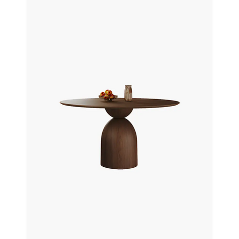 Amaia Round Pedestal Dining Table Solid Wood Black Or Walnut