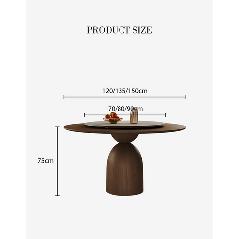 Amaia Round Pedestal Dining Table Solid Wood Black Or Walnut