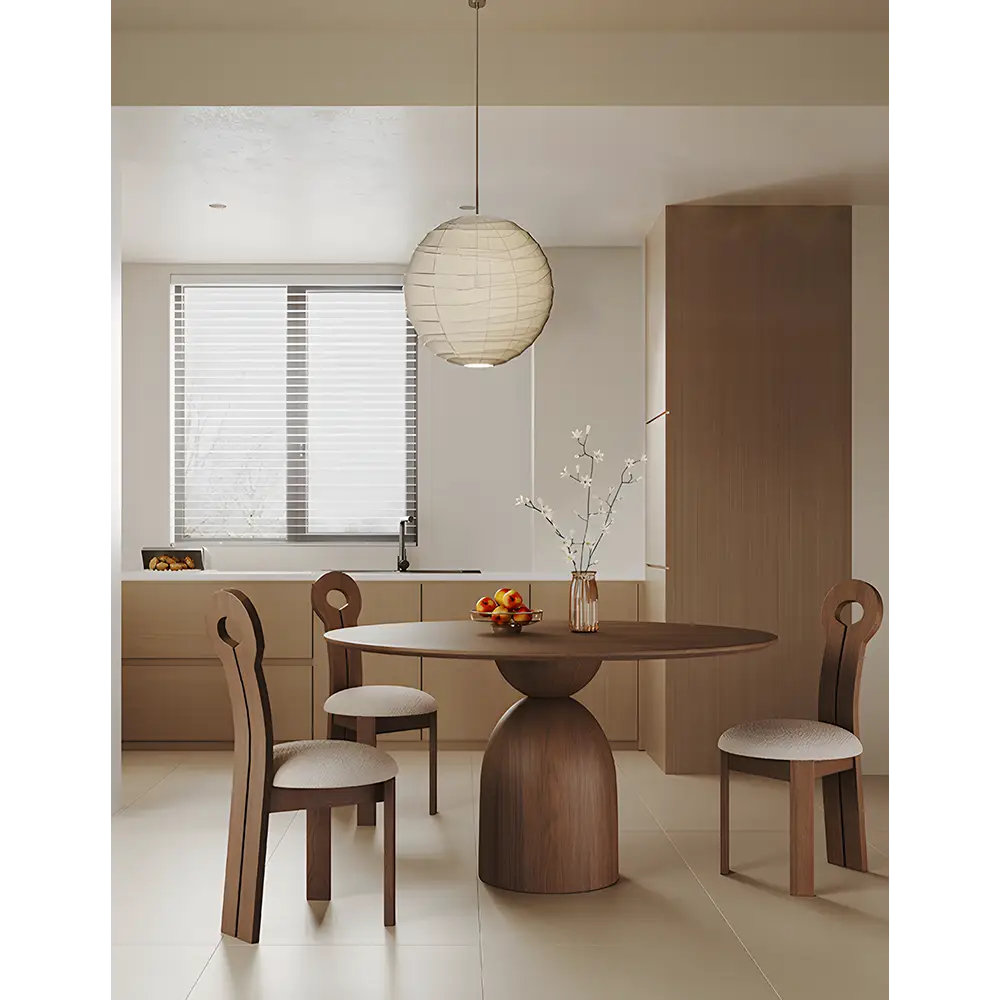 Amaia Round Pedestal Dining Table Solid Wood Black Or Walnut