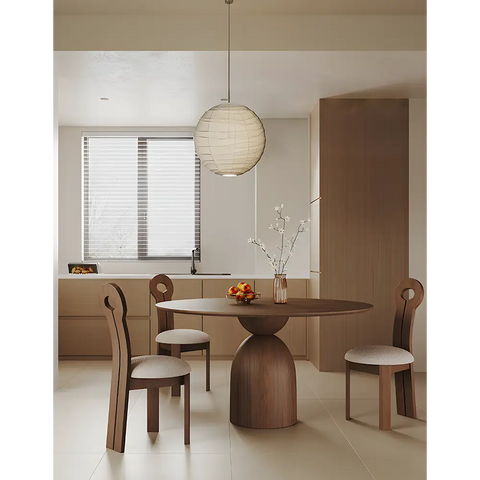 Amaia Round Pedestal Dining Table Solid Wood Black Or Walnut