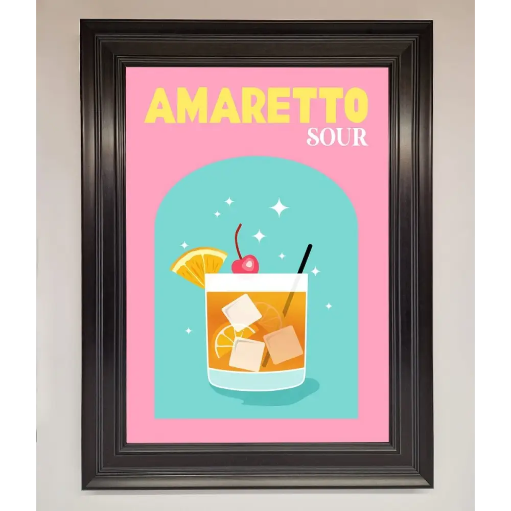 Amaretto Sour Cocktail Framed Wall Art - A1 (59.4 x 84.1 cm) / Matt Black - Framed Print