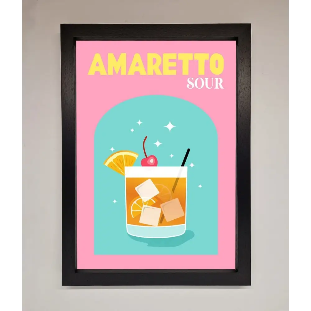 Amaretto Sour Cocktail Framed Wall Art - A3 (29.7 x 42 cm) / Black - Framed Print