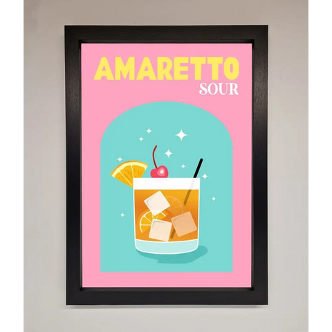 Amaretto Sour Cocktail Framed Wall Art - A3 (29.7 x 42 cm) / Black - Framed Print