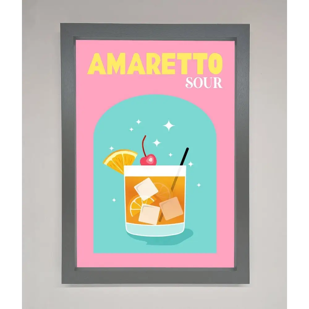 Amaretto Sour Cocktail Framed Wall Art - A3 (29.7 x 42 cm) / Dark Grey - Framed Print