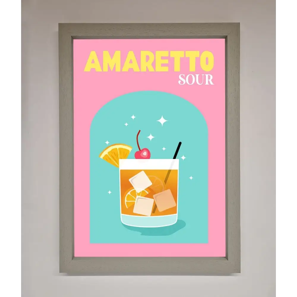 Amaretto Sour Cocktail Framed Wall Art - A3 (29.7 x 42 cm) / Grey - Framed Print